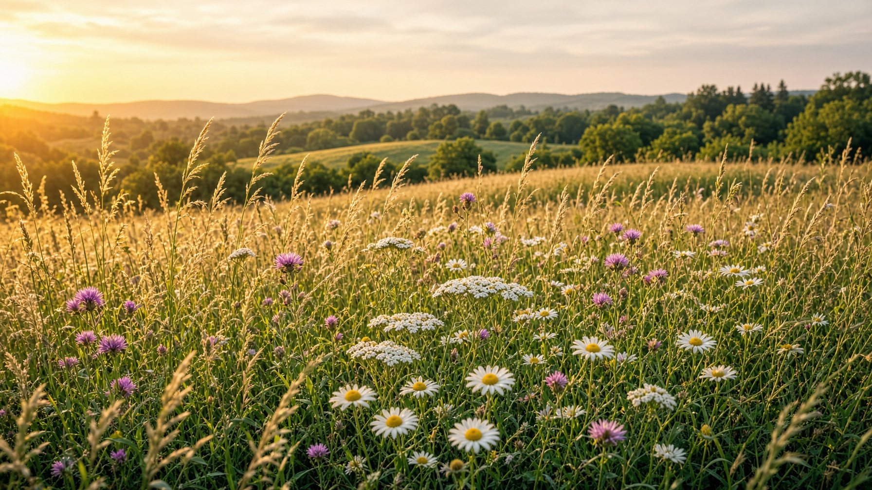 Frischwiese mit Margerite und Flockenblume